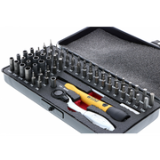WIHA Master Tech 65 Piece Set - ESD Handle, Mini Ratchet and MicroBits  In Metal Storage Box